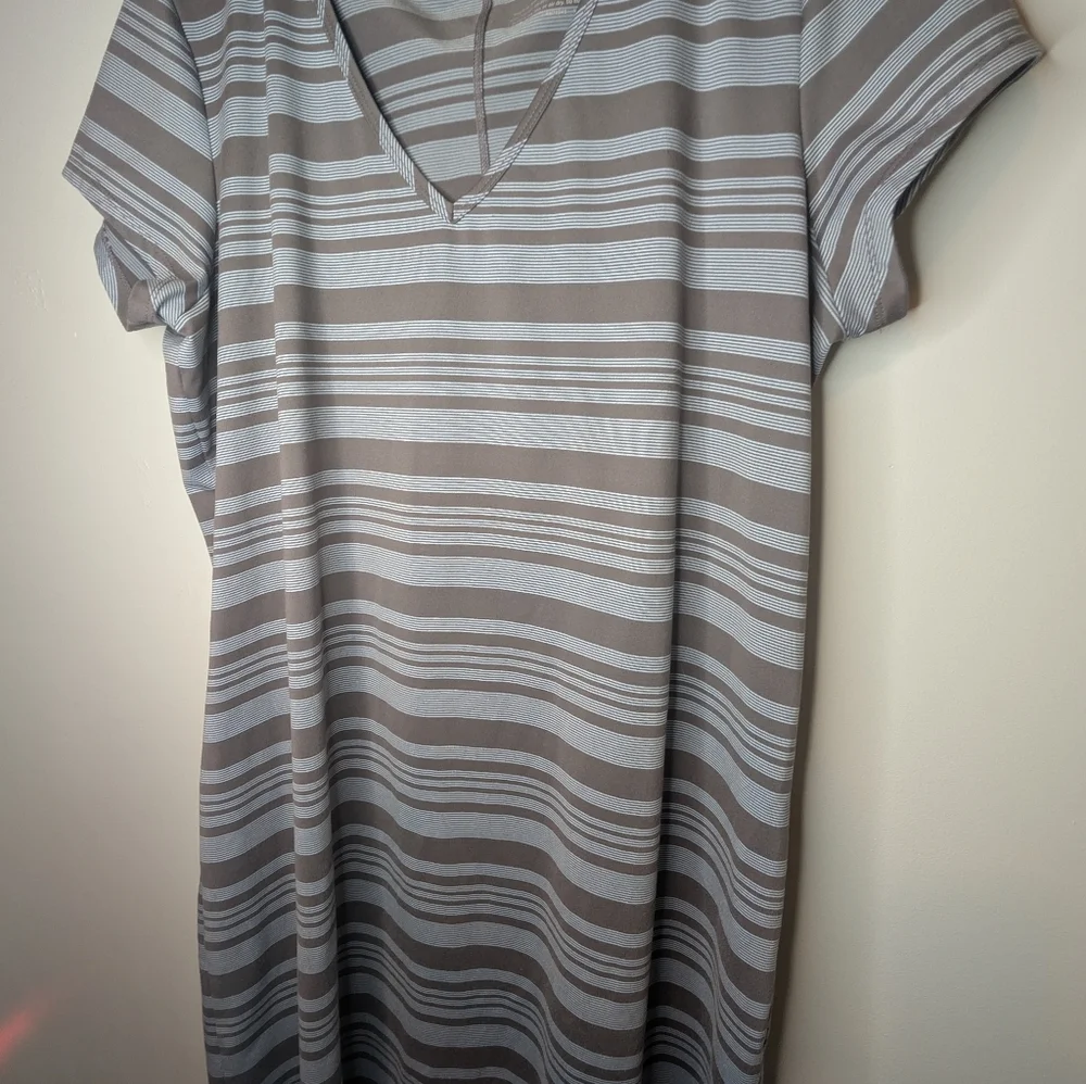 Striped Gray L.L Bean V-Neck Dress XL - Picture 3 of 7